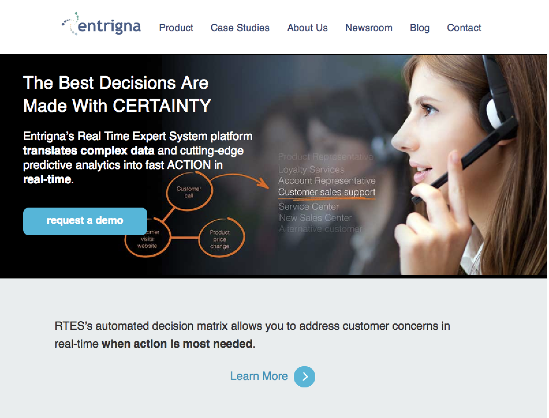 Entrigna startup web experience and responsive layout