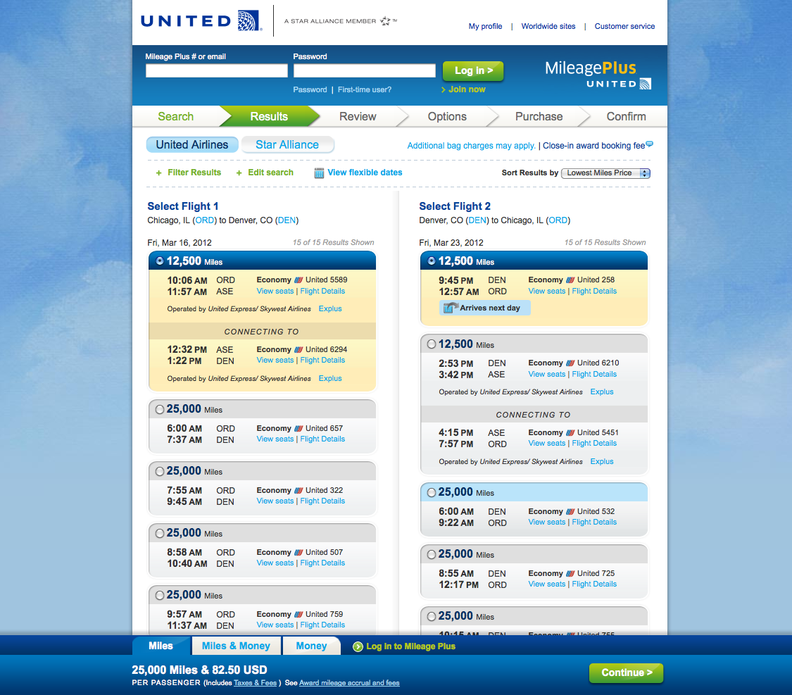 United Airlines MileagePlus interface redesign